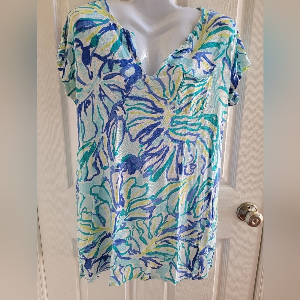 VGUC Lilly Pulitzer Duval Linen Pool Dress Size L